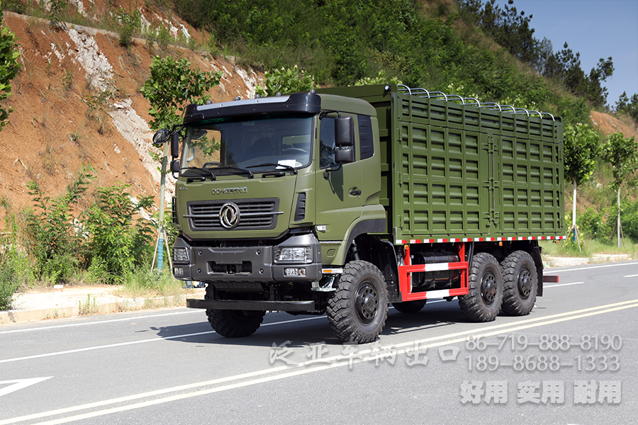 东风六驱340马力越野运输车,340马力重型商用车出口、大载荷越野运输车