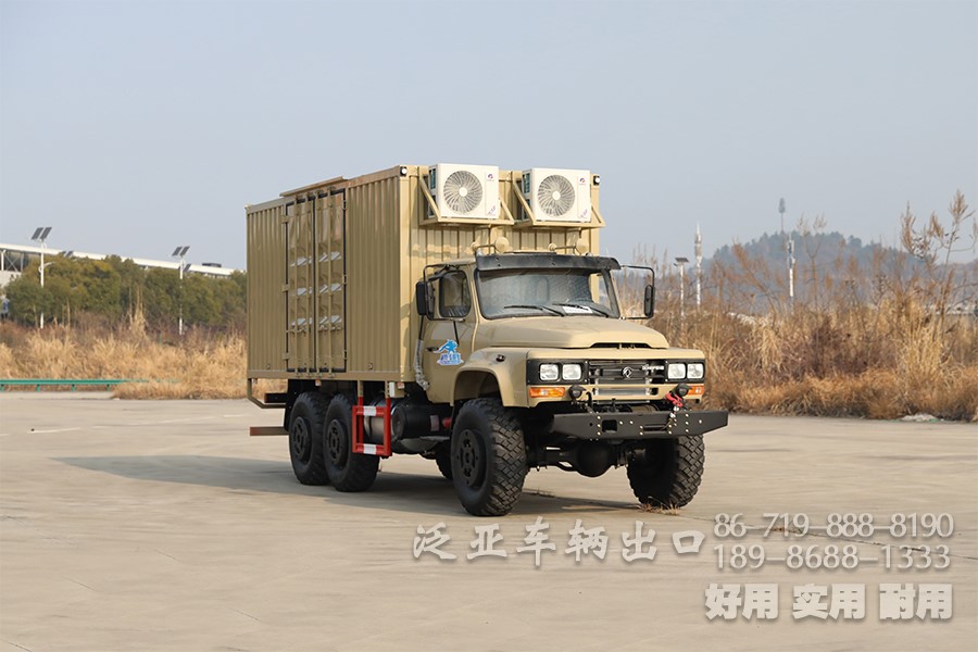 多用途越野专用车，东风6*6厢式车，EQ2100越野厢卡，野外露营车，瓦楞板厢式车